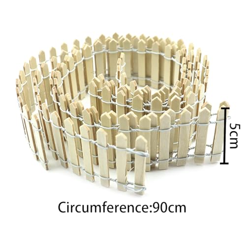 Sarini 2 Pack Wooden Fence Miniature Garden Kit Dollhouse DIY, Mini Garden Furniture Gnome Fence, Brown, Micro - Image 4