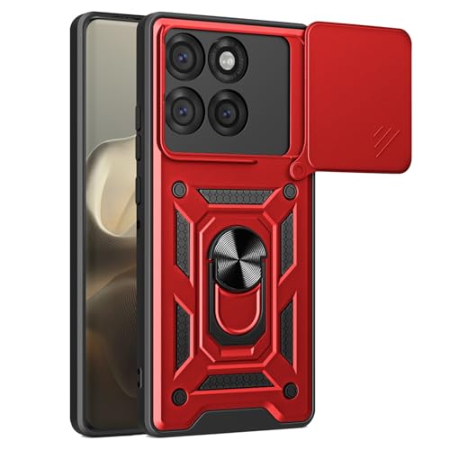 Coque de protection militaire Motorola Edge 60 Pro Ysnzaq béquille rouge