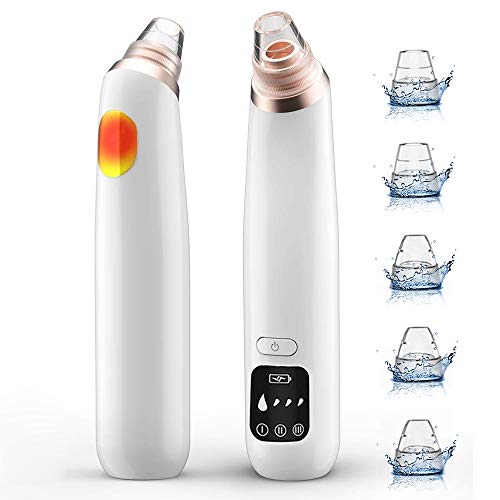 Blackhead Remover Vacuum, Upgraded Electric Face Hot Compress Blackhead Comedone Acne Extractor Tool, LED Screen Facial Pore Cleaner with 6 Suction Probes and 3 Adjustable Modes for Women and Men