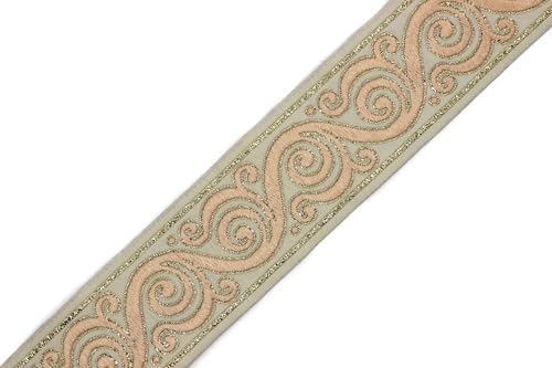 Ruban jacquard escargot celtique pêche 9,9m pour customisation de vêtements - 5