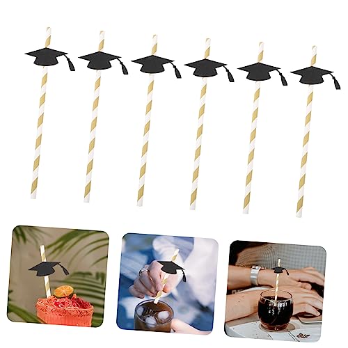 12 pitillos de papel negro flexibles para graduación miniatura 3