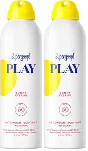 Image of Supergoop! PLAY Antioxidant Body Mist w /Vitamin C - 6 fl oz - SPF 50 PA++++ Broad Spectrum Sunscreen - Body Spray - Great for Active Days (Pack of 2)