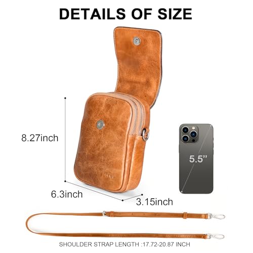 Image of Genuine Leather Crossbody Bags for Women, Small Crossbody Bag for Women,Phone Purses with Adjustable Strap for Travel