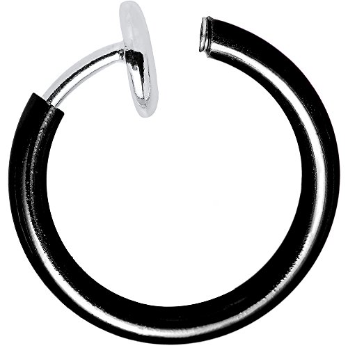 BodyJewelryOnline Non-Piercing Hoops - Perfect for Nose, Lip, Ear, Cartilage - Great for All Ages (Black)