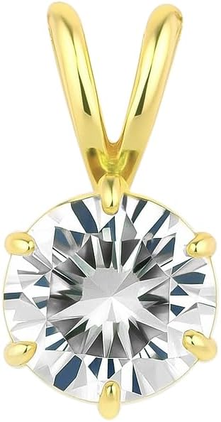 REAL-GEMS Certified Diamond Solitaire Pendant Collection in 14K White Gold Featuring Round Pear Oval Princess Cushion and Heart Cut Designs