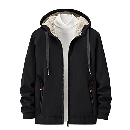 Doudoune homme à capuche veste chaude noire taille XXXL pour automne et hiver