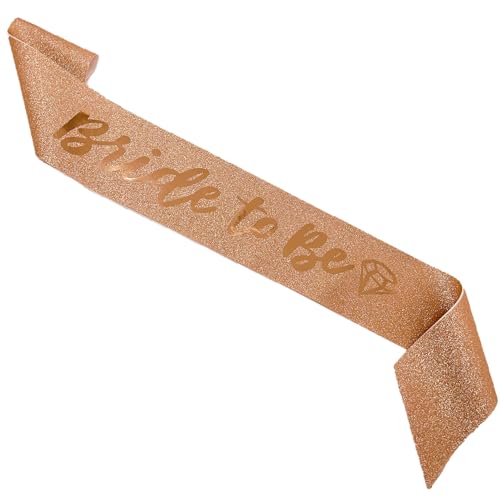 Bride to Be Glitter Sash – Soft, Comfortable Sparkle Fabric – Perfect for Bridal Shower & Bachelorette Party, Adjustable Size, Rose Gold