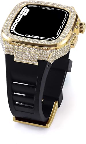 Bracelet luxe Apple Watch 45mm boîtier acier inoxydable et diamants PURYN