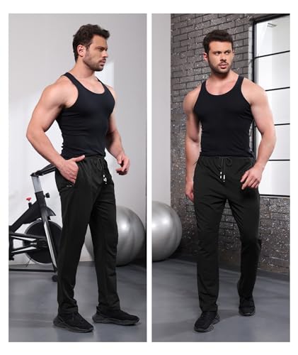 SIHOHAN Men Open Hem Joggers with Zip Pockets Black - Image 5