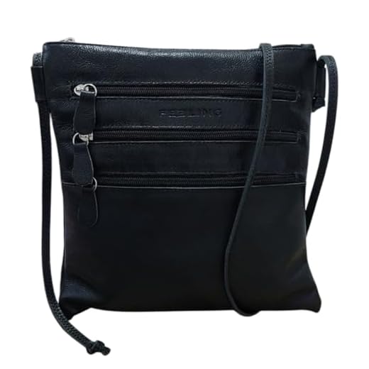 Bolsa Feminina Transversal Tiracolo em Couro Legítimo Prática Espaçosa Dia a Dia Passeio Preto