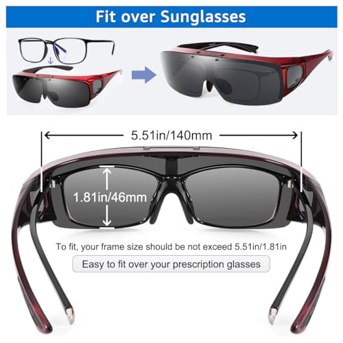 Image of Mens Polarized Flip Up Fitover Sunglasses with Mirrored Lenses