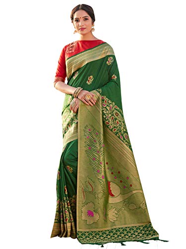 Elina fashion Sarees For Women Banarasi Art Silk Woven Saree || Indian Summer Collection Gift Sari with Unstitched Blouse