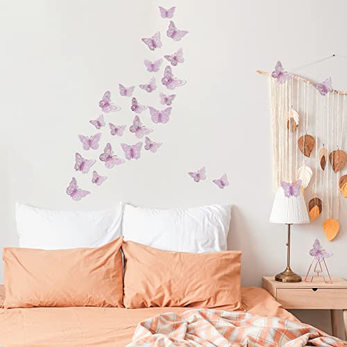 Crosize 72 Pcs Butterfly Decorations, 3 Sizes 4 Styles, 3D Butterfly Wall Decor, Butterfly Party Decorations, Birthday Decorations, Butterflies For Crafts, Cake Decorating, Wall Stickers Room Decor For Baby Shower Girls Kids (Pale Plum) #TOP4