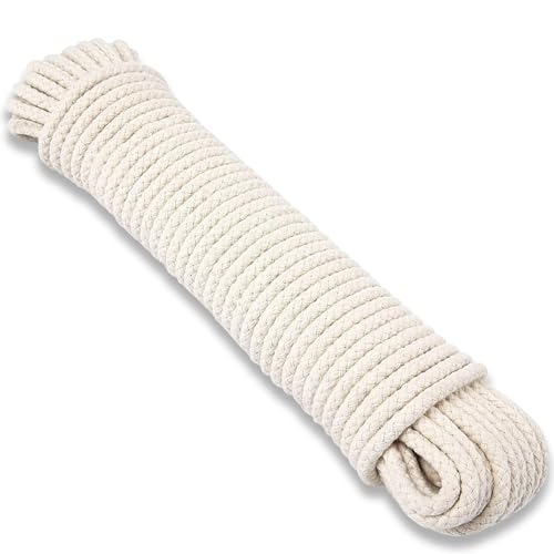 10M Heavy Duty Braided Cotton Washing Line - Weatherproof Outdoor Clothes Rope for Garden & Camping UV Drying Laundry Line with High Tensile Strength Multipurpose Craft Rope