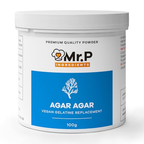 Mr.P Ingredients Agar Agar in Polvere 100g Barattolo, Addensante Alimentare Naturale e Vegetale per Gelatine, Dessert e Cucina Molecolare e Mixology, Gluten Free, No OGM, Halal, Kosher