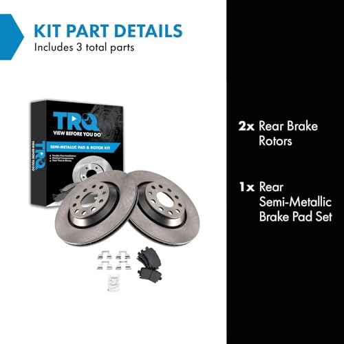 Image of TRQ Rear Brake Pad and Rotor Set Semi Metallic