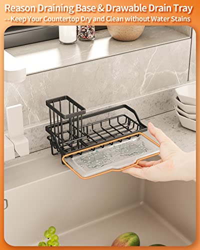 SWTYMIKI Sink Caddy Kitchen Sink Organiser with Detachable Brush Holder ...