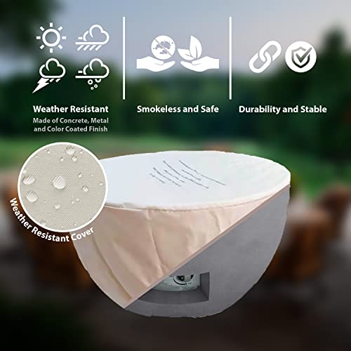 Kante 25" Diameter Round Concrete/Metal Outdoor Propane Gas Smokeless Bowl Patio Heater, Fire Pit Table 50,000 Btu & Weather Resistant Cover, Natural Concrete #TOP1