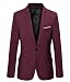 Mens Slim Fit Casual One Button Blazer Jacket (M, Burgundy)