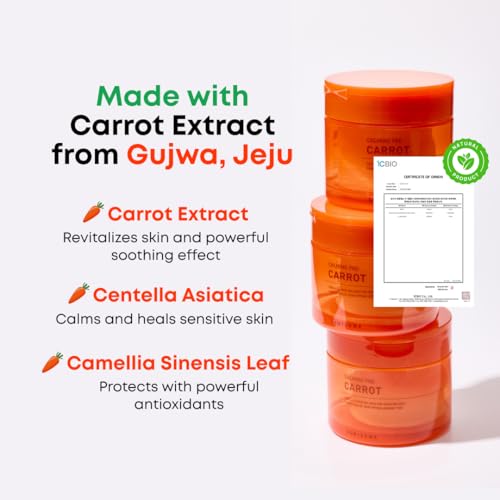 Image of Carrot Calming Toner Pads - Korean Toner Pads with Centella Asiatica, Redness Reducing Skin Care, Pore Minimizer, Soothing & Hydrating with Jeju Carrot Extract, 100% 7 Layer Cotton 40 Pad