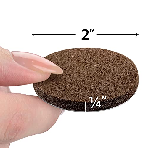 16 Heavy-Duty Felt Furniture Pads 2” 1/4” Thick X-Protector! Round Felt Pads For Furniture Feet - The Best Felt Floor Protectors For Furniture To Prevent Scratches. Protect Your Hard Floor! (Brown) #TOP2