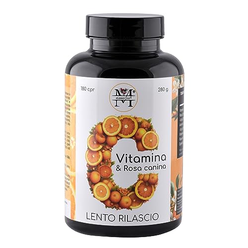 Vitamina C 1000mg lento rilascio - Integratore difese immunitarie adulti - Integratori stanchezza fisica e mentale - Migliora la sintesi del collagene | 180 compresse vegan (6 mesi) | Metamorfosi