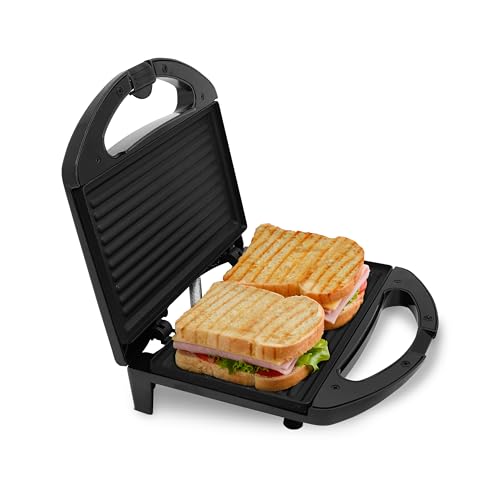 V-Guard VSG80 2 Slice Grill Sandwich Maker | Fixed Non-Stick Grill Plates with Powerful 800 Watt Heating Rods |Easy to Clean Non-Stick Greblon Coating | 1 Year Warranty – Black