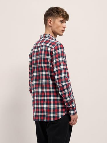 Image of THE BEAR HOUSE Men's Multi-Color Slim Fit Flannel Tartan Check Cotton Casual Shirt