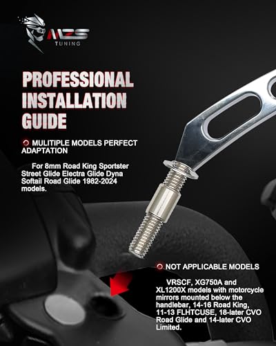 Image of MZS Motorcycle Mirrors Chrome, M8 Heavy Duty Motorbike Rear View Mirror Side Accessories Hollow Rod Compatible with Sportster Road King Street Glide Electra Dyna Softail Ultra Vrod