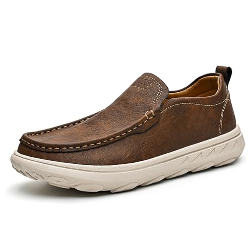 Mocasines para hombre casuales de cuero marrón en talla 38 2/3 ideales para conducir con confort