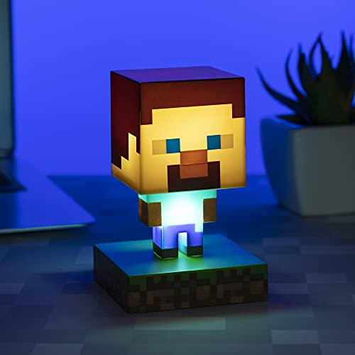 Lobcede.be Minecraft Steve Icon Light BDP, Super Bright Lamp for Minecraft Fans and Gamers, 11 cm Tall Powered by 2X AAA Batteries PP6594MCF