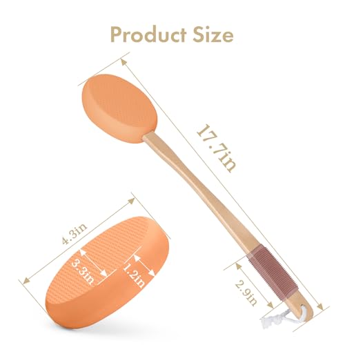 Image of AmazerBath Lotion Applicator for Back, Feet, 4 Replaceable Pads with Long Handle, Back Sunscreen Applicator for Kids, Elderly, Women, Apply Cream Medicine Skin Cream Moisturizer Tanner, Orange