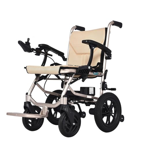 Fauteuil roulant motorisé pliable et léger pour le voyage Fauteuil électrique pour personnes âgées Scooter électrique flexible Fauteuil roulant durable,Beige