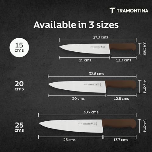 Image of TRAMONTINA Professional Meat /Chef Knife 15 cm | Stainless Steel Sub-Zero Treated Blade | Antimicrobial Brown Polypropylene Handle | Heavy-Duty Butcher & Meat Processing Knife