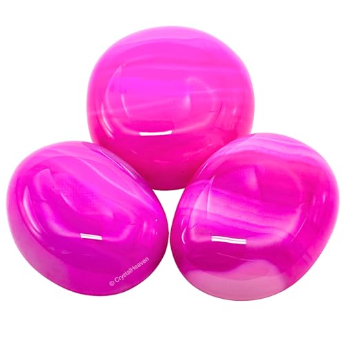 Image of Crystal Heaven Pink Onyx Palm Pebbles Stones For Anxiety Stress Relief Massage-Aaa Grade Original Healing Gemstone Agate Palm Stone For Yoga Meditation Spiritual Reiki Feng Shui