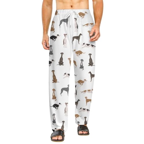 Greyhound Dogs Different Poses Men's And Women's Comfortable Casual Pajama Pants with Drawstring