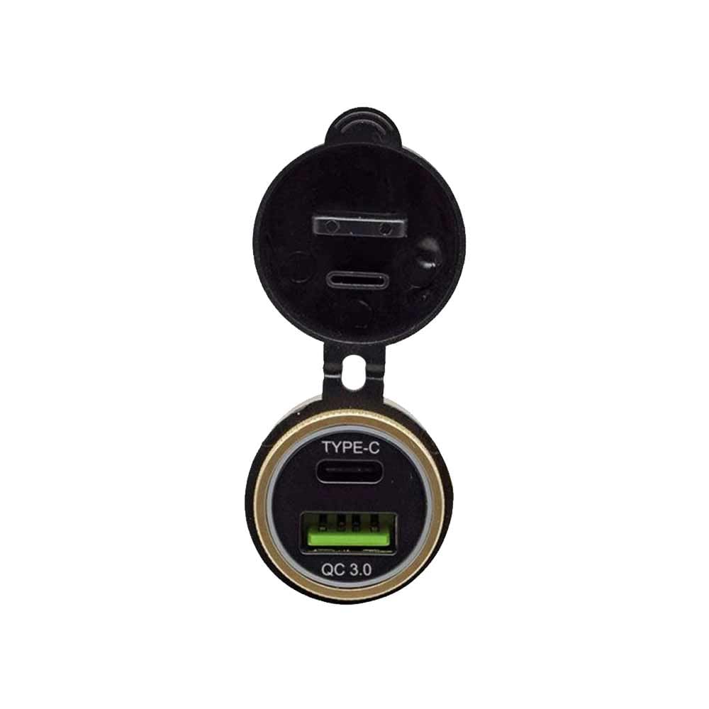 USB Car Charger Type-C and QC3.0 Dual Fast Charging Ports Motorcycle Modified Charger