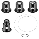 DFsucces ヘッドルーペ 4個セット 5倍 10倍 15倍 20倍 拡大鏡 ミニルーペ 虫眼鏡 時計修理/ジュエリー鑑定/研究観察用 ワイヤーホルダー付き