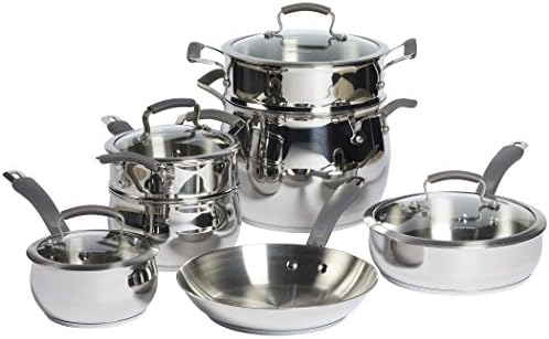 Epicurious Cookware Classic Collection- Induction Dishwasher Safe Oven Safe, 11 Piece Stainless Steel Cookware Set
