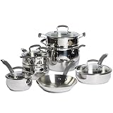 Epicurious Cookware Classic Collection- Induction Dishwasher Safe Oven Safe, 11 Piece Stainless Stee