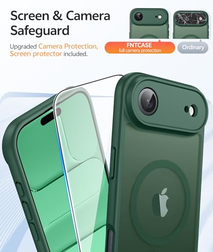 Image of FNTCASE for iPhone Air Case: [Compatible with Magsafe] Translucent Matte Cases with [Full Camera Protection] [Screen Protector] Military Grade Shockproof Protective Phone Cover - Green