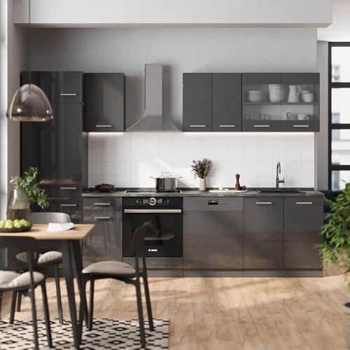 Vicco Cucina Componibile Antracite Lucido/Antracite 300 Cm , Pl Marmo - 2