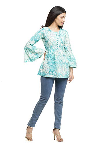 Image of Yash Gallery Women's Cotton Tie and Dye Straight Top