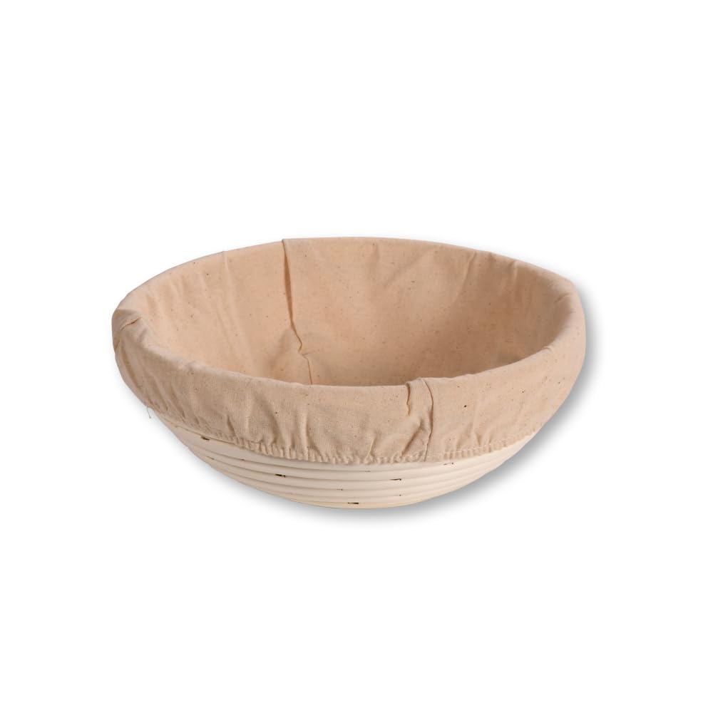 KESPER 19630 Kosz na chleb i do garowania z rattanu, okrągły, 22 cm, wyjmowana wyściółka tekstylna