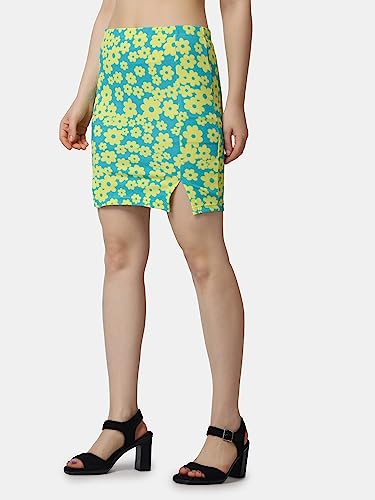 Image of POPWINGS Women Casual Pencil Slit Printed Skirt for Women | Summer Skirt for Women | Concert Slit Short Skit for Women