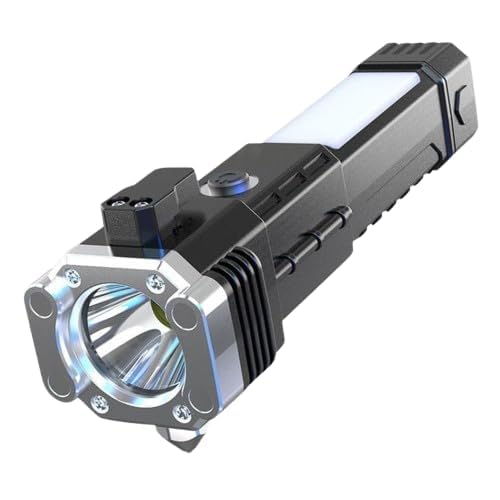 VYNEX USB Rechargeable Tactical Flashlight | Heavy-Duty LED Torch with Self-Defense Hammer Head | Outdoor Emergency Safety Tool-picture-21