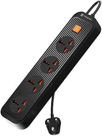 Portronics Power Plate 12 Extension Board with 4 Universal Sockets, 2 Meter Long Cord, 1500 Watt, Fireproof Material, Multi Plug for Home Appliances (Black)