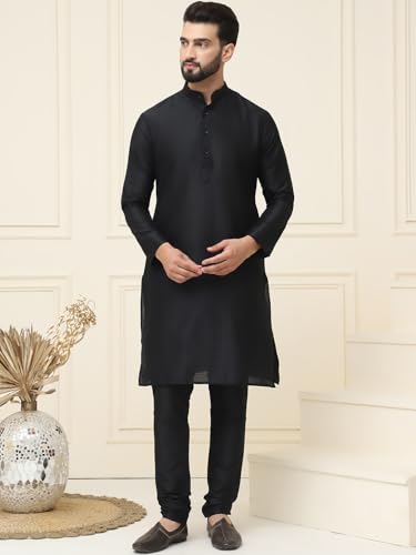Image of SOJANYA Men's Dupion Silk Solid (Since 1958 Kurta Set & Churidaar Pyjama