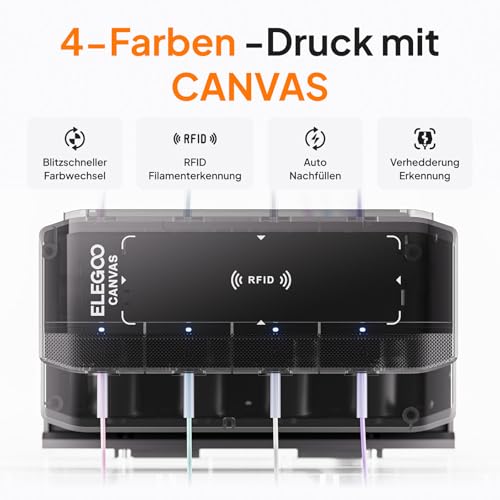 ELEGOO Centauri Carbon 2 Combo 3D Drucker Mehrfarbig, 500mm/s Hochgeschwindigkeits Mehrfarbendruck Mit Canvas, Automatische Nivellierung, 350°C Hochtemperaturdüse, 256x256x256mm Bauvolumen