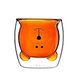 BeBr Cute bear Double Wall Glass Cup, Wine Glasses for Male Female,Cool Beer Cup for Wine Cocktail Vodka, Creative Home Halloween Party Bar Cup Gift Boxed (300ml)